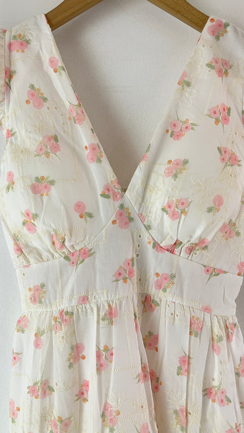 Vintage V Neck Design Midi Dress